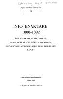 Cover of: Nio enaktare 1888-1892