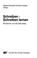 Cover of: Schreiben, Schreiben lernen: Rolf Sanner zum 65. Geburstag