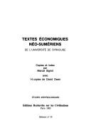 Cover of: Textes économiques néo-sumériens de l'Université de Syracuse by copies et index par Marcel Sigrist, avec 14 copies de David Owen.