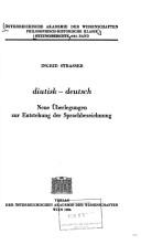 Cover of: Diutisk--deutsch: neue Überlegungen zur Entstehung der Sprachbezeichnung