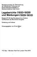 Cover of: Lageberichte (1920-1929) und Meldungen (1929-1933)