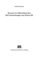 Cover of: Bernstein im Althochdeutschen: mit Untersuchungen zum Glossar Rb