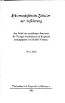 Cover of: Wissenschaften im Zeitalter der Aufklärung: aus Anlass des 250jährigen Bestehens des Verlages Vandenhoeck & Ruprecht