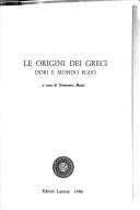 Cover of: Le Origini dei Greci: Dori e mondo egeo