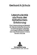 Cover of: Literaturkritik als Form der ästhetischen Erfahrung by Gerhard A. Schulz