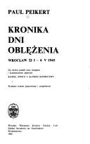 Cover of: Kronika dni oblężenia by Paul Peikert