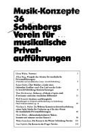 Schönbergs Verein für Musikalische Privataufführungen (Musik-Konzepte) (German Edition) by Heinz-Klaus Metzger