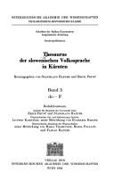 Cover of: Thesaurus der slowenischen Volkssprache in Kärnten