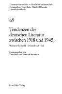 Cover of: Tendenzen der deutschen Literatur zwischen 1918 und 1945: Weimarer Republik, Drittes Reich, Exil
