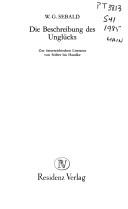 Cover of: Die Beschreibung des Unglücks: zur österreichischen Literatur von Stifter bis Handke