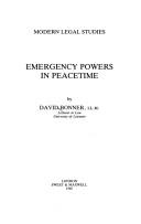 Cover of: Emergency powers in peacetime