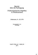 Cover of: Bericht über die Fachtagung "Frühromantischer Orgelbau in Niedersachsen" by herausgegeben von Uwe Pape.