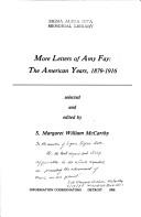 Cover of: More letters of Amy Fay: the American years, 1879-1916