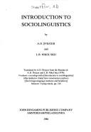 Cover of: Introduction to sociolinguistics