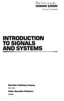 Cover of: Introduction to signals and systems by Edward W. Kamen