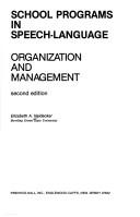 Cover of: School programs in speech-language: organization and management