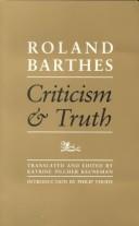 Cover of: Criticism and truth by Roland Barthes