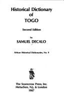 Cover of: Historical dictionary of Togo by Samuel Decalo