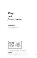 Cover of: Rings and factorization by D. W. Sharpe