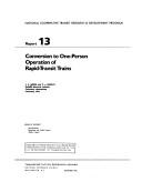 Cover of: Conversion to one-person operation of rapid-transit trains | J. Hoess