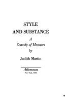Cover of: Style and substance by Judith Martin