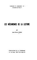 Cover of: Les mécanismes de la lecture