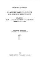 Herrscherverzeichnisse als Geschichtsquellen by Mechthild Sandmann