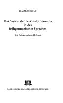 Cover of: Das System der Personalpronomina in den frühgermanischen Sprachen by Elmar Seebold