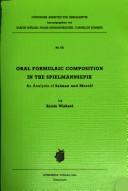 Oral formulaic composition in the Spielmannsepik by Armin Wishard