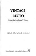 Cover of: Vintage Recto | Claro M. Recto