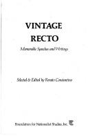 Cover of: Vintage Recto: memorable speeches and writings