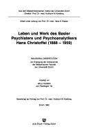 Cover of: Leben und Werk des Basler Psychiaters und Psychoanalytikers Hans Christoffel (1888-1959)