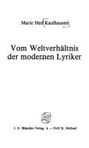 Cover of: Vom Weltverhältnis der modernen Lyriker