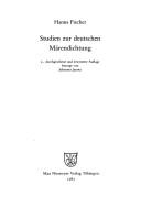 Studien zur deutschen Märendichtung by Fischer, Hanns