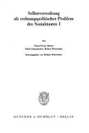 Selbstverwaltung als ordnungspolitisches Problem des Sozialstaates by Heinz-Dieter Hardes