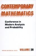 Conference in Modern Analysis and Probability by Conference in Modern Analysis and Probability (1982 Yale University)