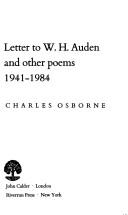 Cover of: Letter to W.H. Auden and other poems, 1941-1981 | Charles Osborne