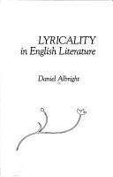 Cover of: Lyricality in English literature