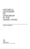 Cover of: Historical dictionary of censorship in the United States