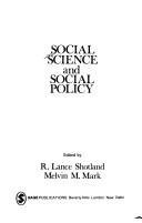 Cover of: Social science and social policy