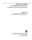 Cover of: How to write a computer manual by Price, Jonathan