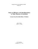 Issues of efficiency and interdependence in water resource investments by John H. Duloy