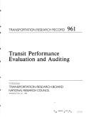 Cover of: Transit performance evaluation and auditing.