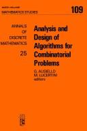 Cover of: Analysis and design of algorithms for combinatorial problems by edited by G. Ausiello and M. Lucertini.