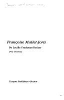 Cover of: Françoise Mallet-Joris by Lucille Frackman Becker