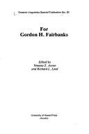 Cover of: For Gordon H. Fairbanks by edited by Veneeta Z. Acson and Richard L. Leed.