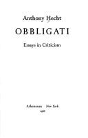 Cover of: Obbligati by Anthony Hecht