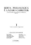 Cover of: Serta philologica F. Lázaro Carreter by convocaron este homenaje, Emilio Alarcos ... [et al.].
