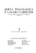 Serta philologica F. Lázaro Carreter by Emilio Alarcos Llorach