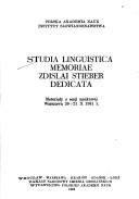 Cover of: Studia linguistica memoriae Zdislai Stieber dedicata: materiały z sesji naukowej, Warszawa 20-21 X 1981 r.